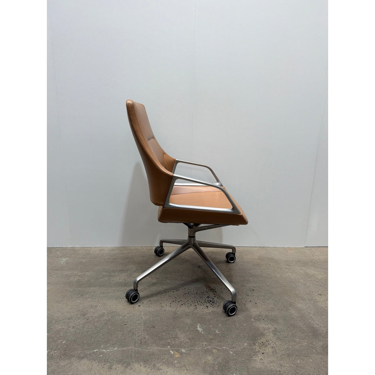 Wilkhahn Graph 301/5 Conference Chair by Jehs + Laub, Tan Leather - thegoodchairs