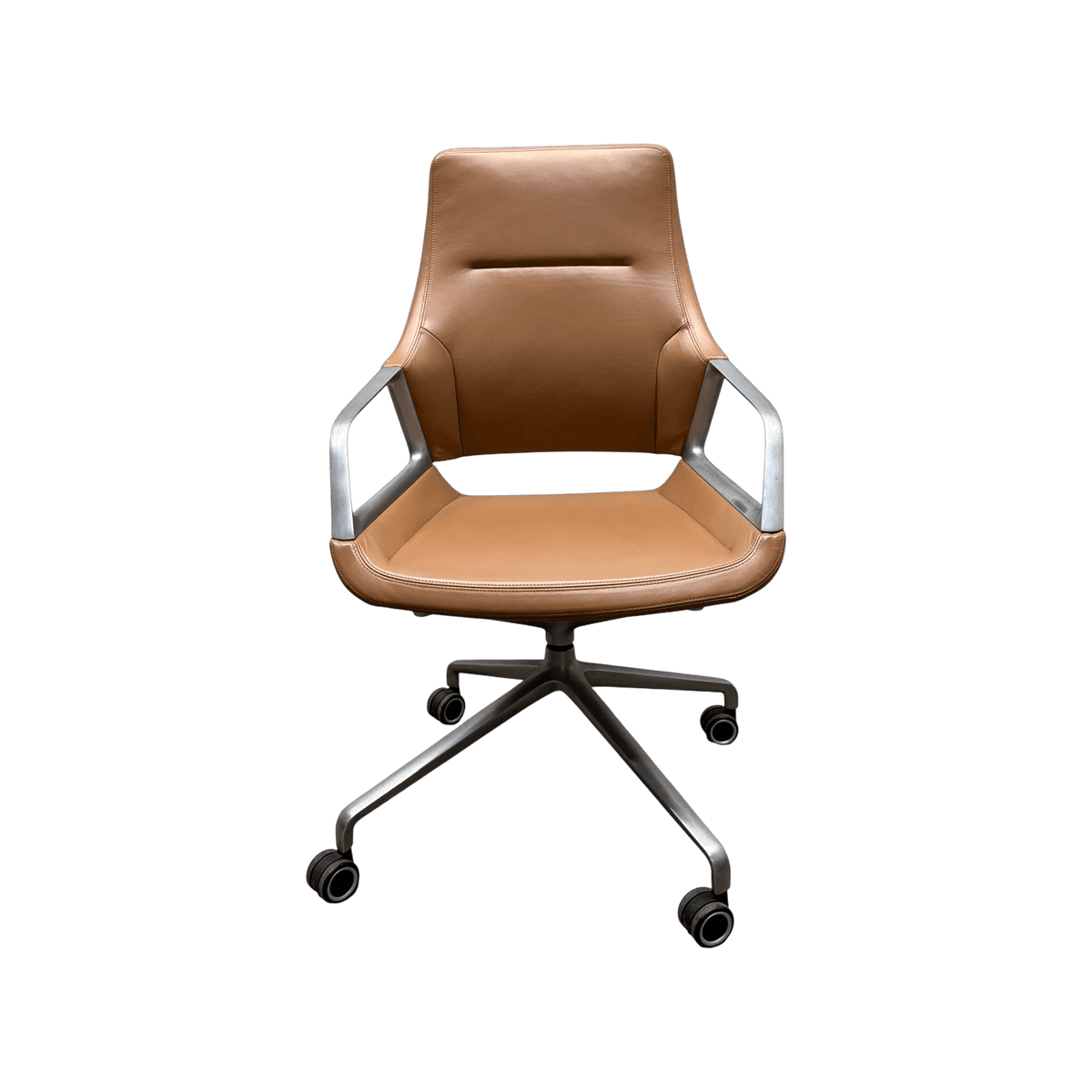 Wilkhahn Graph 301/5 Conference Chair by Jehs + Laub, Tan Leather - thegoodchairs