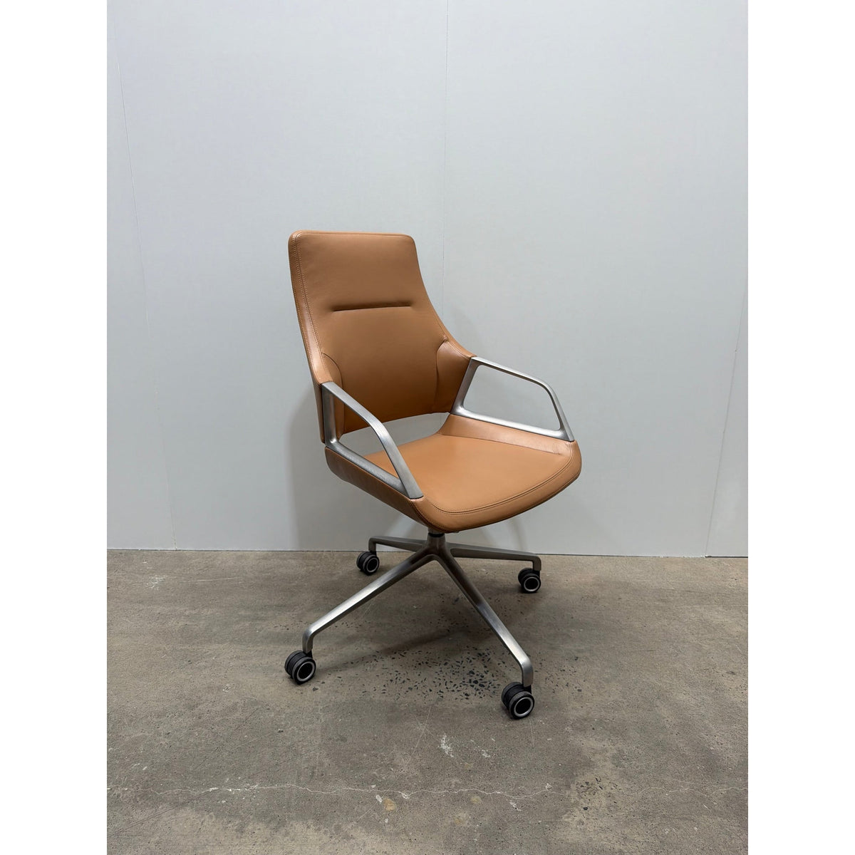 Wilkhahn Graph 301/5 Conference Chair by Jehs + Laub, Tan Leather - thegoodchairs