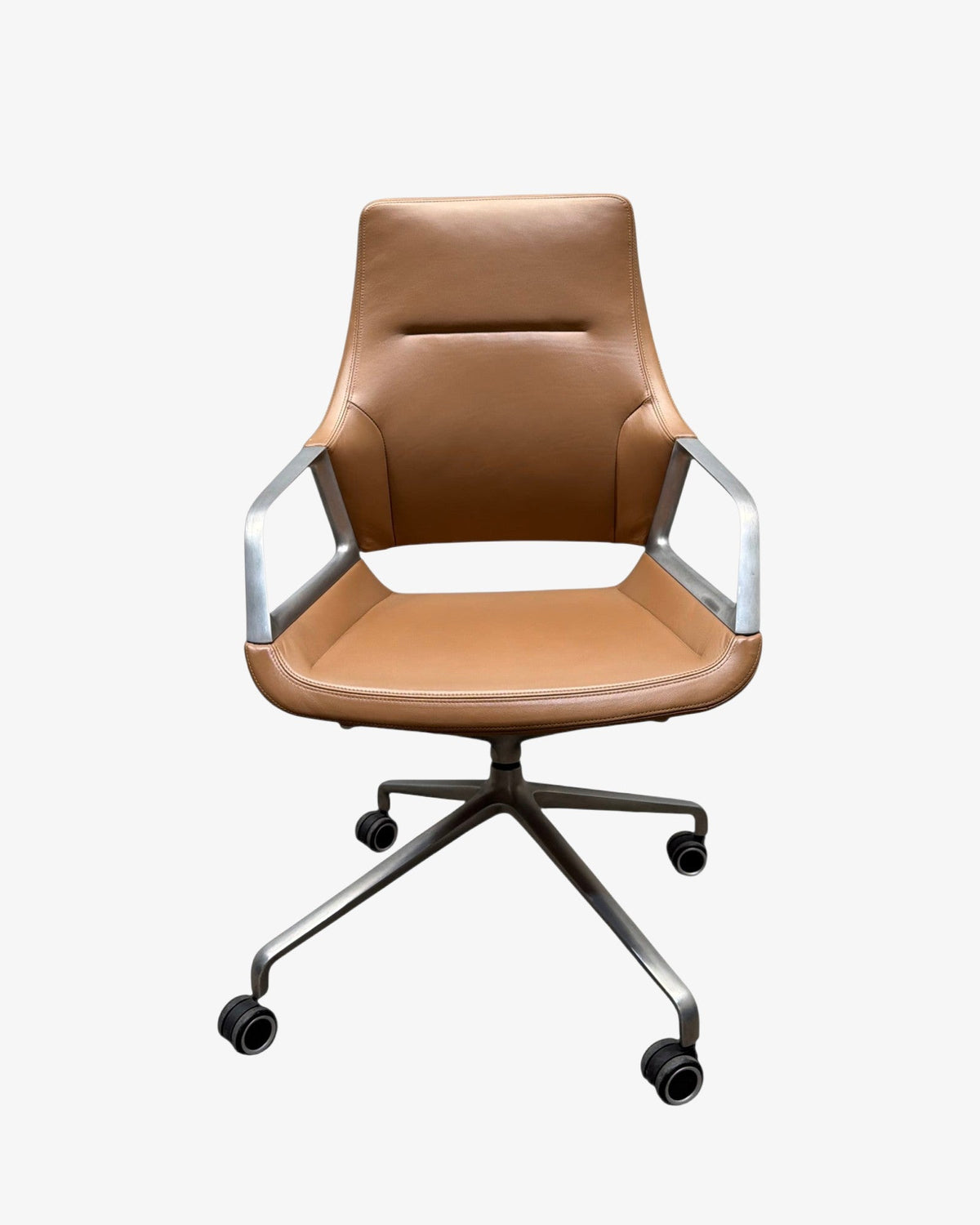 Wilkhahn Graph 301/5 Conference Chair by Jehs + Laub, Tan Leather - thegoodchairs