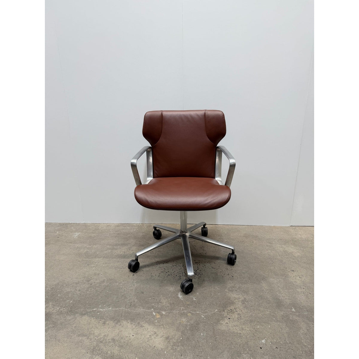 Wilkhahn Intra 295/6 Conference Chair, Brown Leather - thegoodchairs