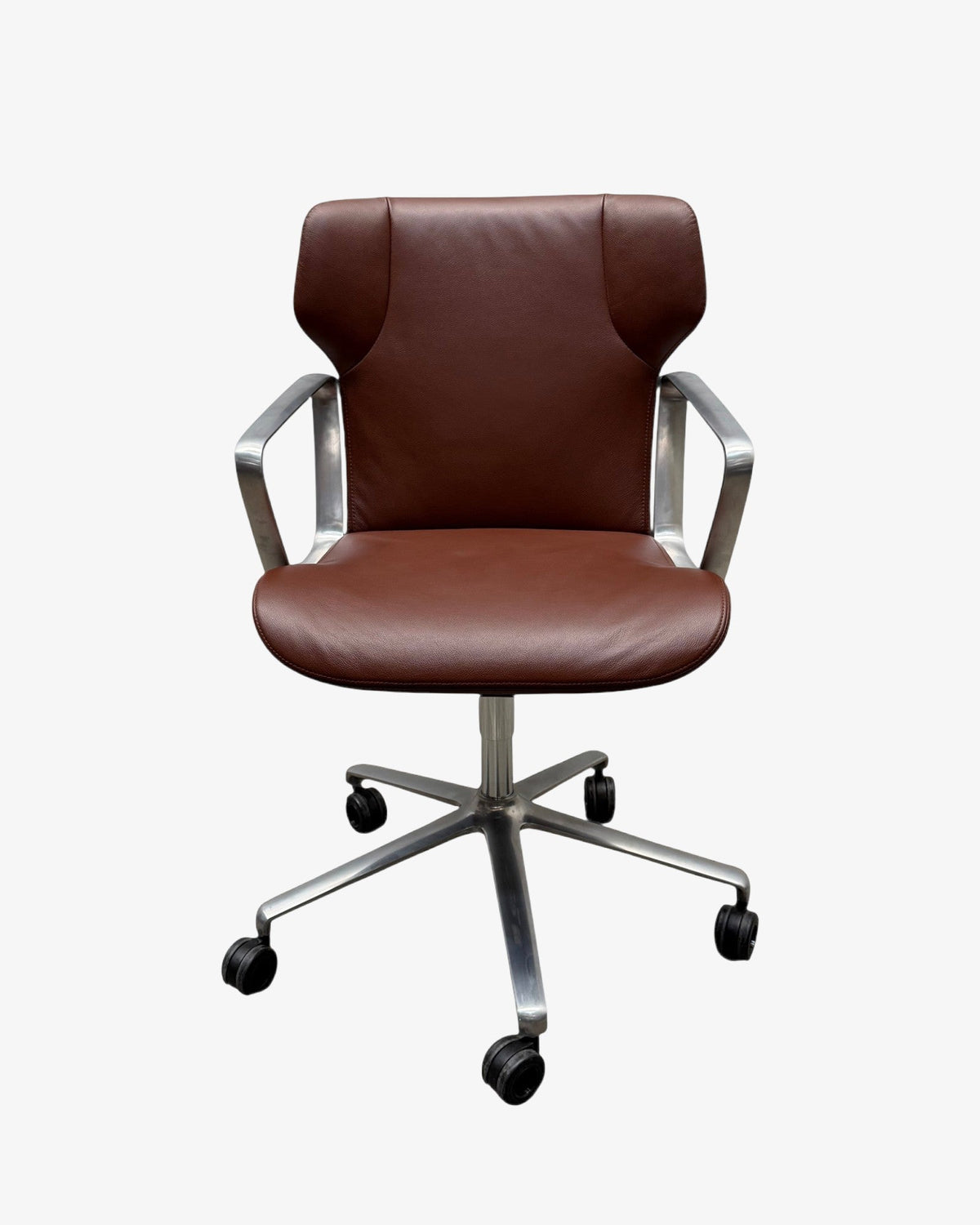 Wilkhahn Intra 295/6 Conference Chair, Brown Leather - thegoodchairs