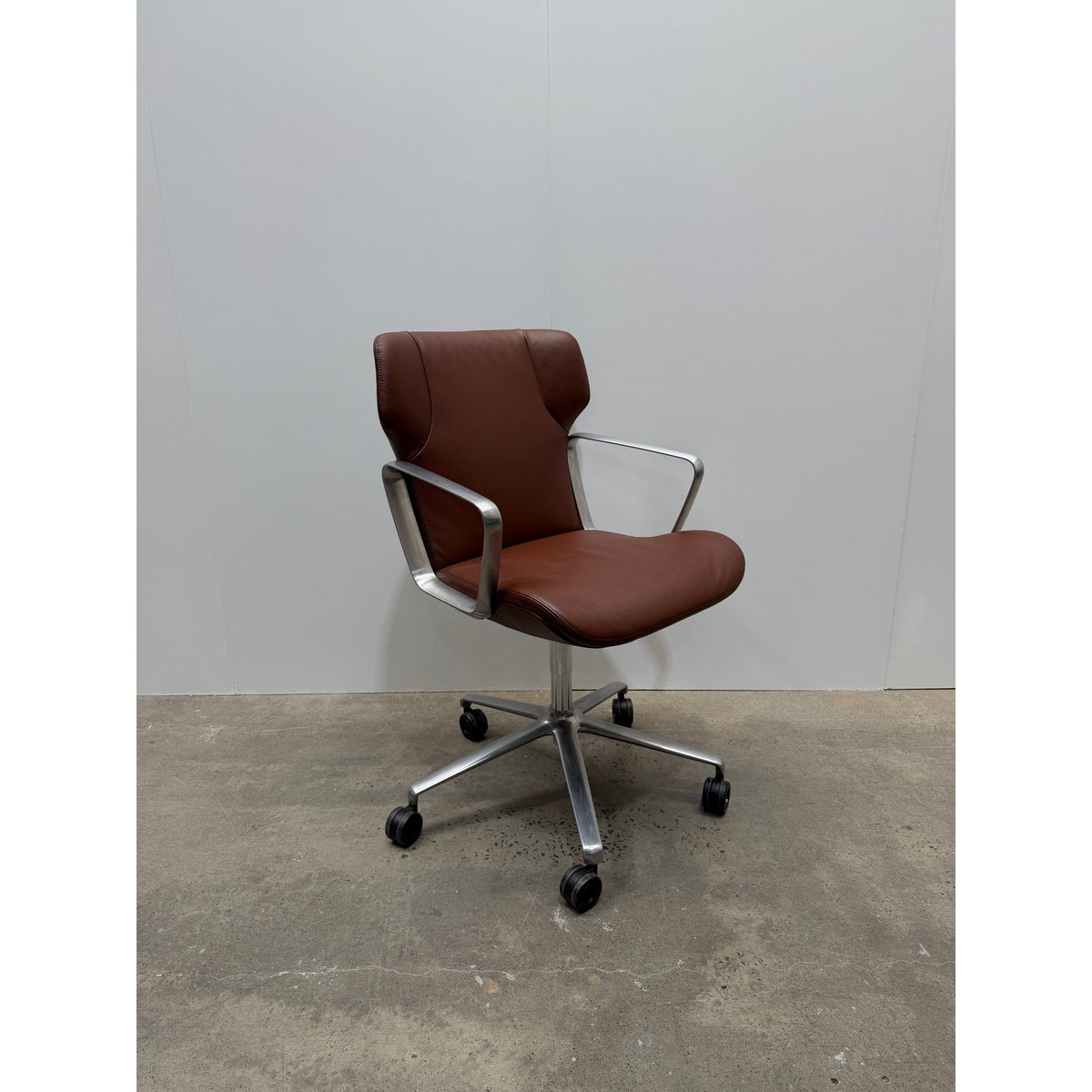 Wilkhahn Intra 295/6 Conference Chair, Brown Leather - thegoodchairs