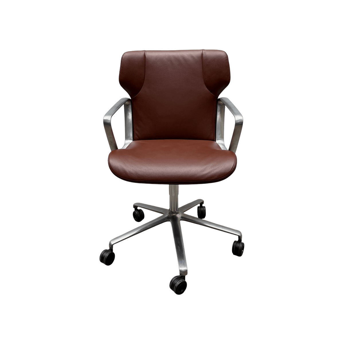 Wilkhahn Intra 295/6 Conference Chair, Brown Leather - thegoodchairs