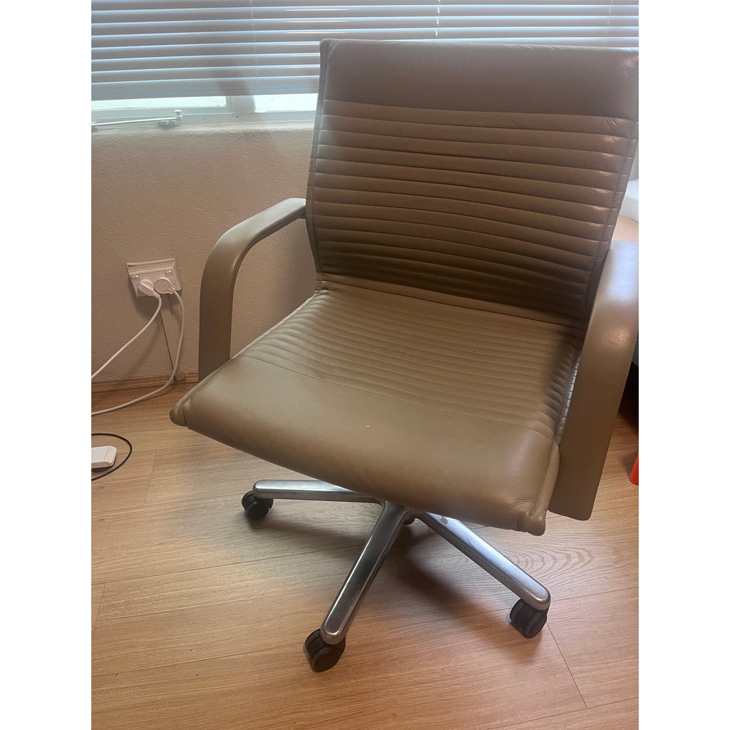 Wilkhahn MS2061 Office Chair, Beige Leather - thegoodchairs